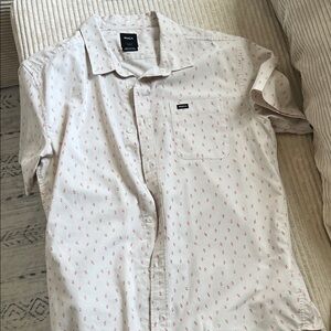 RVCA Men's White Shirt with Red Accents